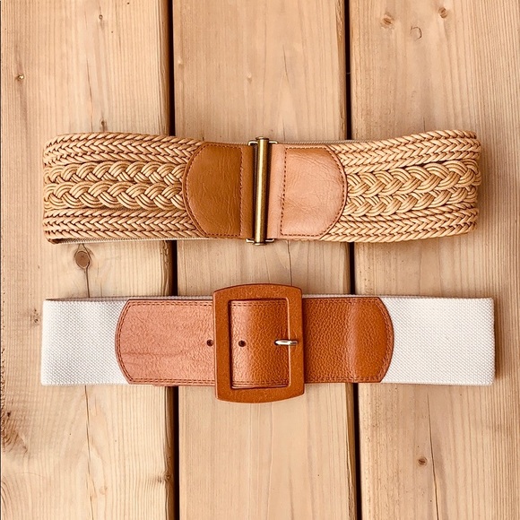 🔶SET OF TWO 🔶Tan Waist Accent Belts Calvin Klein